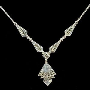 Judith Jack | Vintage Art Deco Revival Sterling Silver Marcasite Necklace
